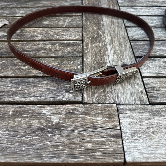 Brighton Brown Leather Belt with Silver Buckle - Picture 1 of 3
